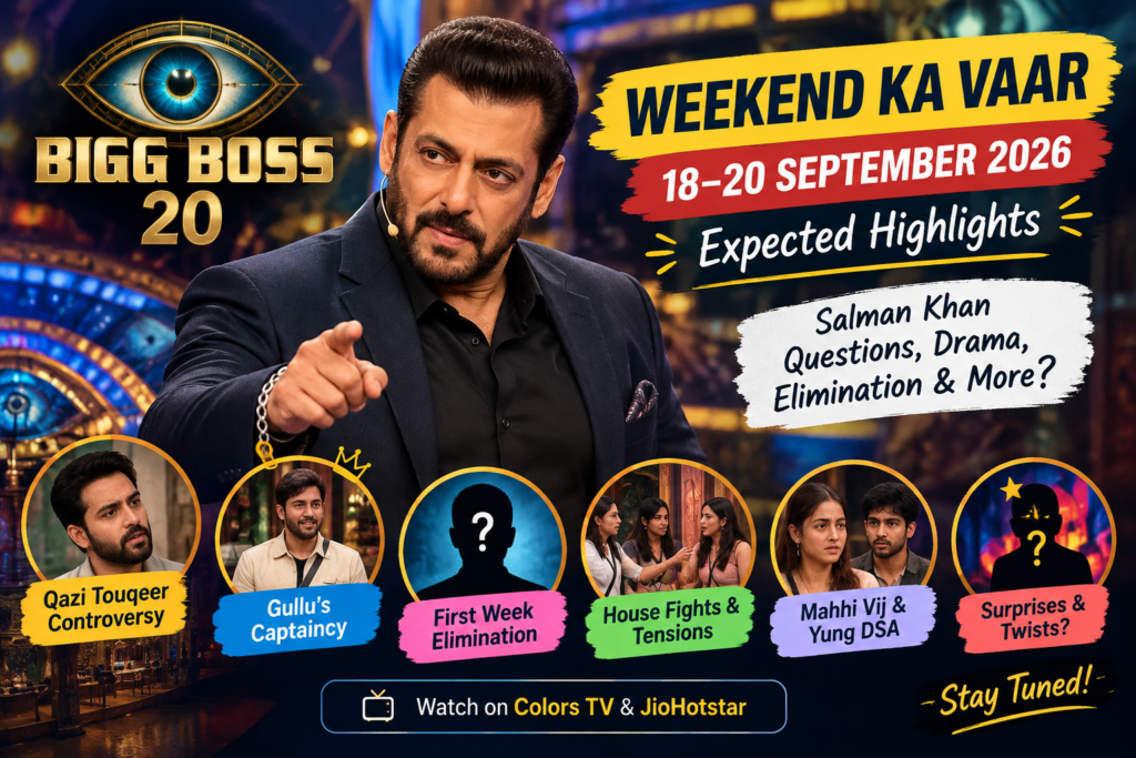 Bigg Boss 20 Weekend Ka Vaar 18–20 September 2026: Expected Episode, Salman Khan, Elimination and Major Highlights