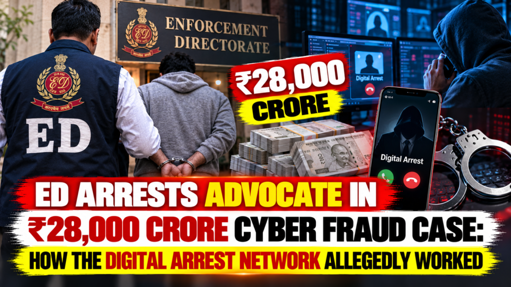 28000 Crore Cyber Fraud Case: ED Arrests Advocate 28000 crore cyber fraud case involving an alleged digital arrest network