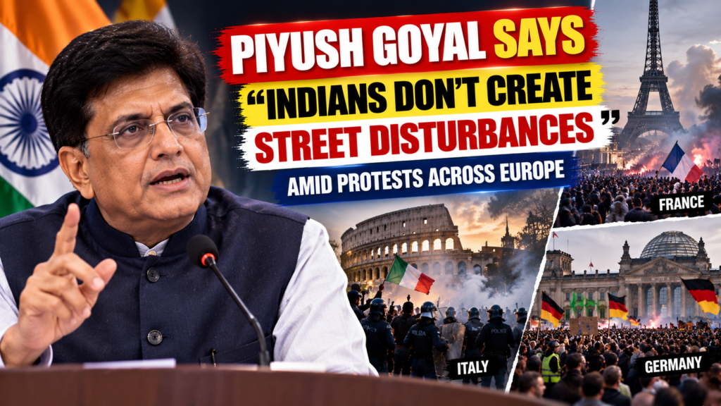 Piyush Goyal speaking to members of the Indian diaspora in Berlin, Germany